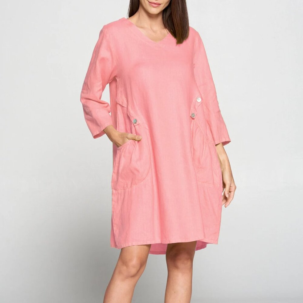 Match Point %100 linen dress sz Large - Picture 2 of 11
